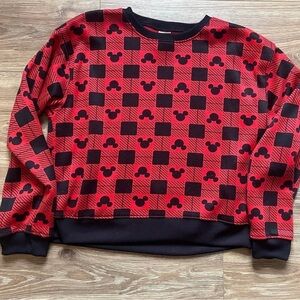 Disney Red and Black Crewneck Sweater with Bold Pattern
